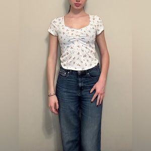 Hippie Rose White Floral Print Top